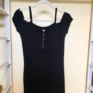 Topshop Black Front Zip Mini Bodycon